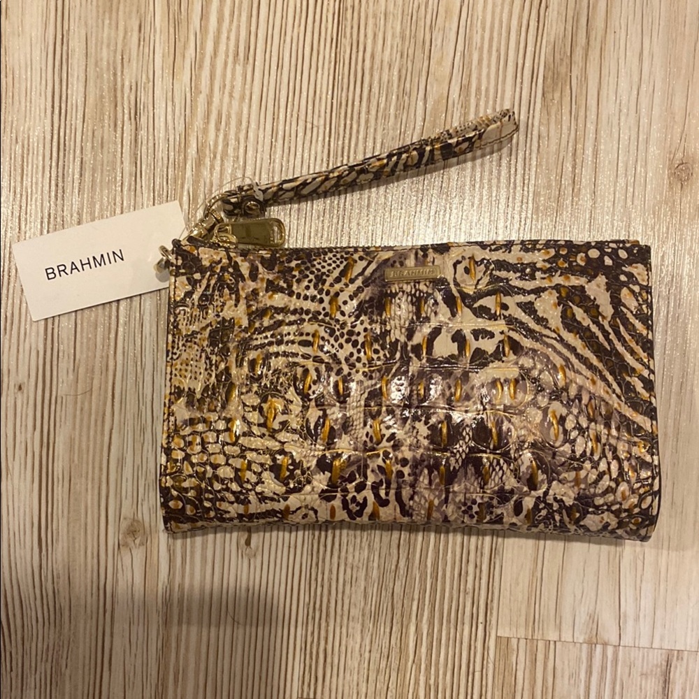 Brahmin Brown Tan Wristlet
